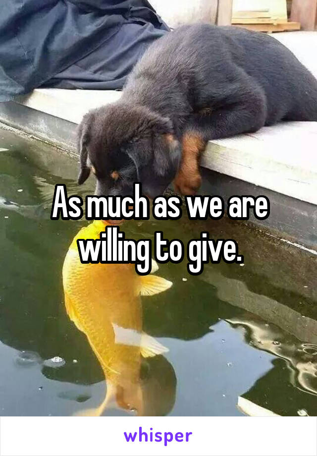 As much as we are willing to give.