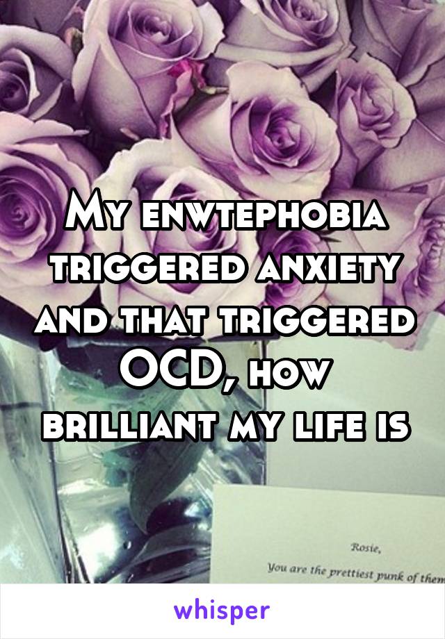 My enwtephobia triggered anxiety and that triggered OCD, how brilliant my life is