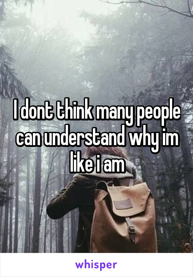 I dont think many people can understand why im like i am