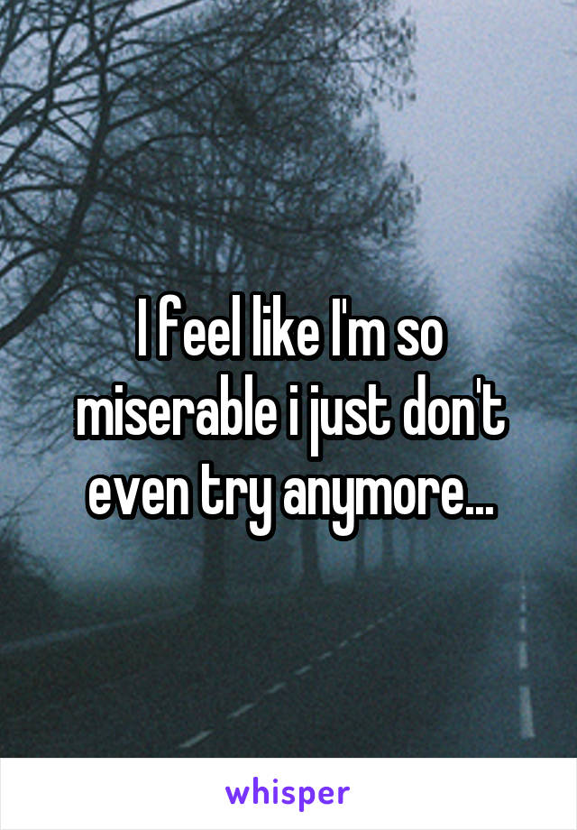 I feel like I'm so miserable i just don't even try anymore...