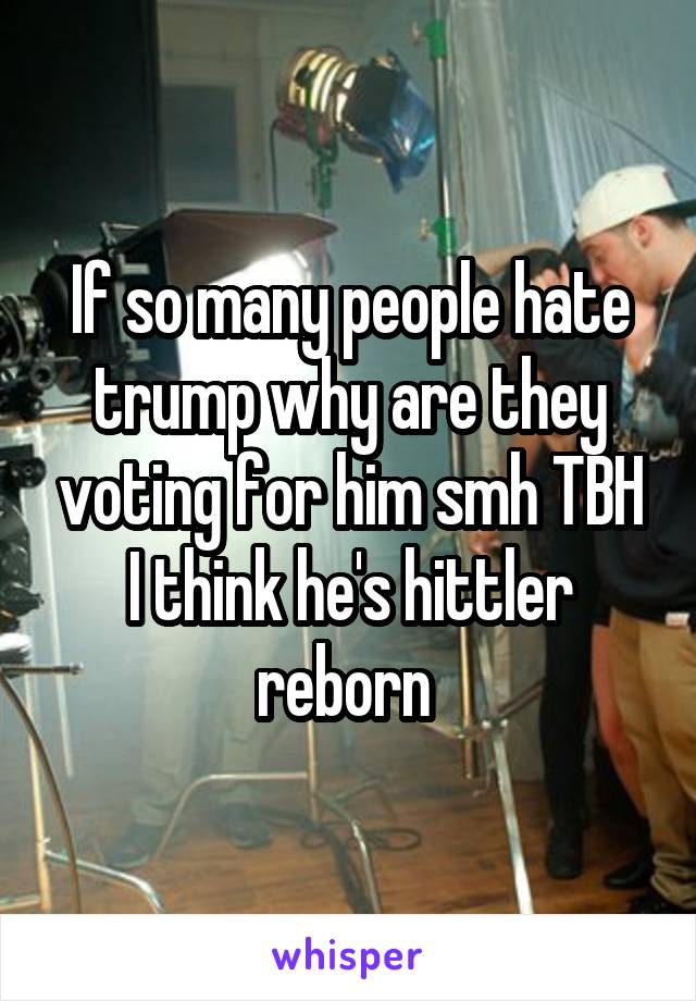 If so many people hate trump why are they voting for him smh TBH I think he's hittler reborn 