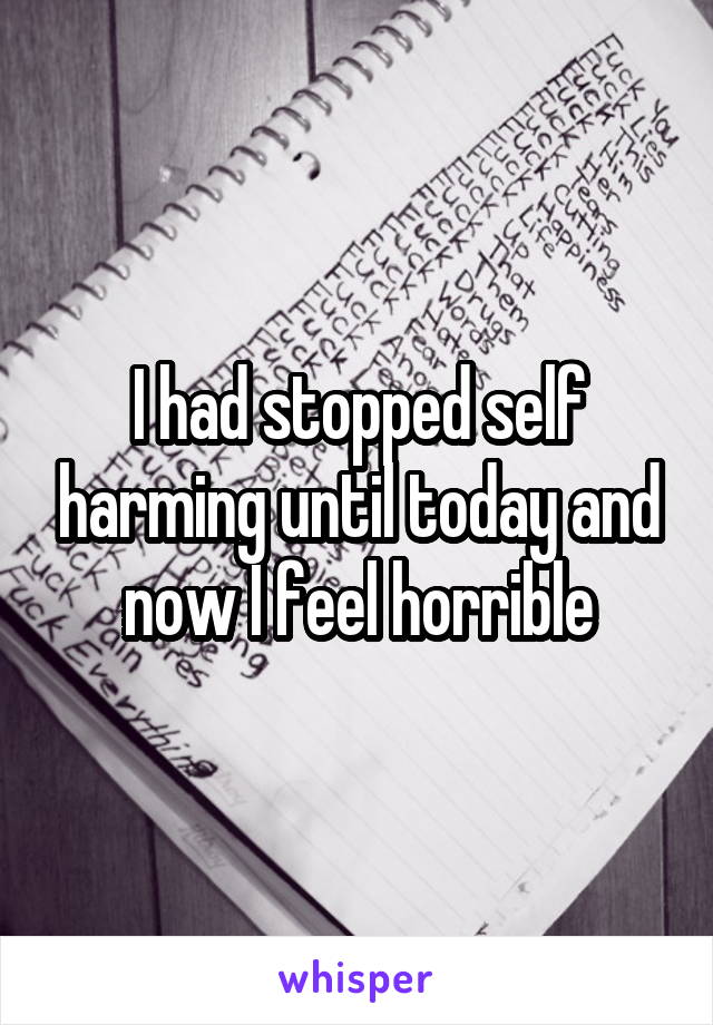 I had stopped self harming until today and now I feel horrible