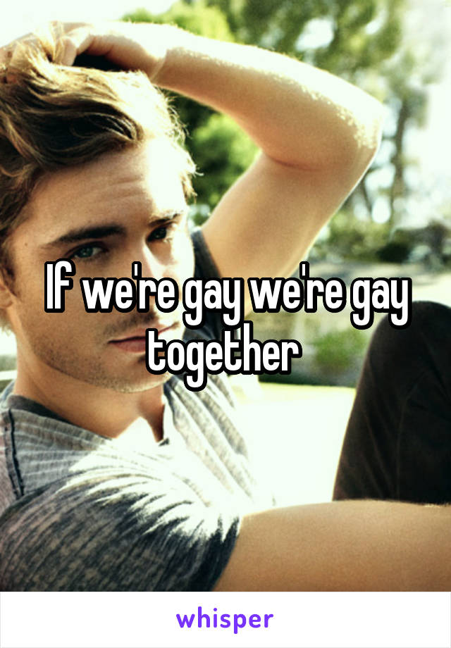 If we're gay we're gay together 