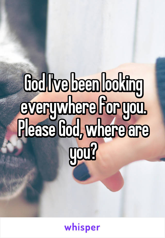 God I've been looking everywhere for you. Please God, where are you?