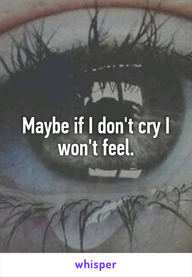 Maybe if I don't cry I won't feel.