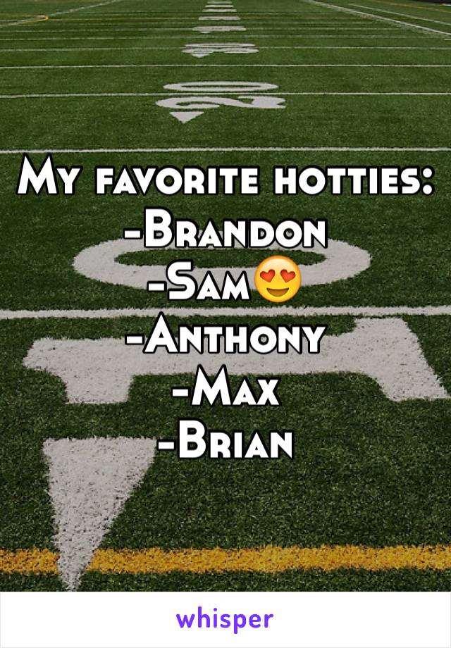 My favorite hotties:
-Brandon
-Sam😍
-Anthony
-Max
-Brian