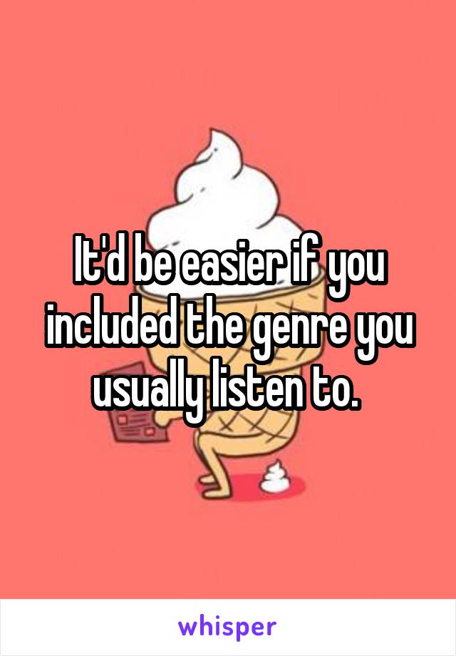 It'd be easier if you included the genre you usually listen to. 