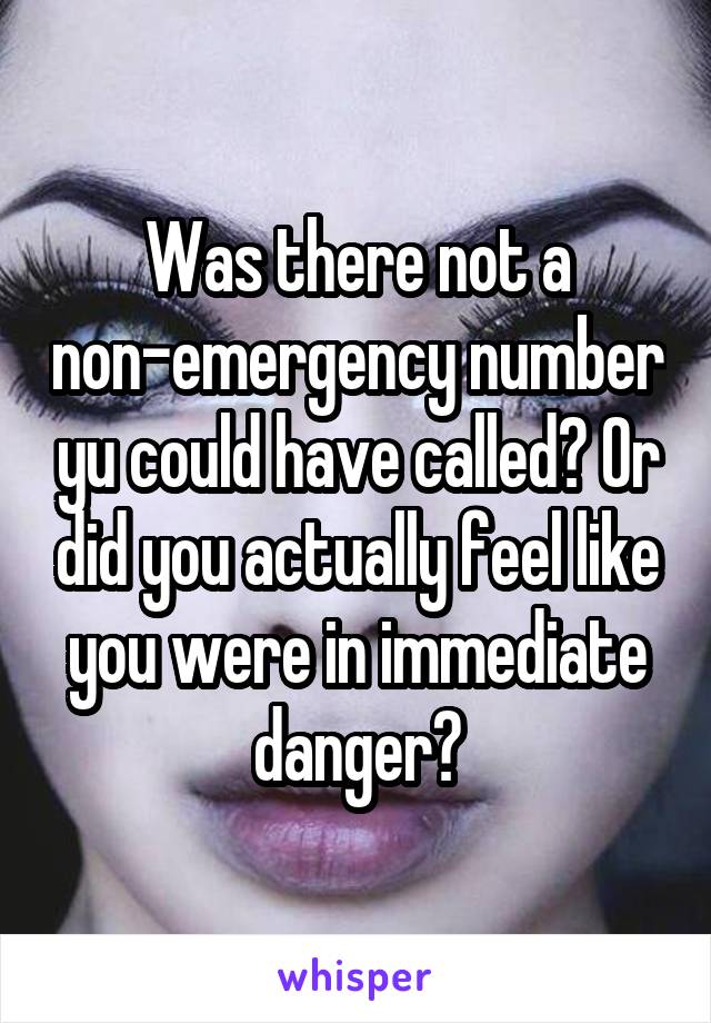 Was there not a non-emergency number yu could have called? Or did you actually feel like you were in immediate danger?