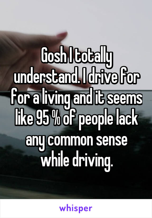 Gosh I totally understand. I drive for for a living and it seems like 95 % of people lack any common sense while driving.