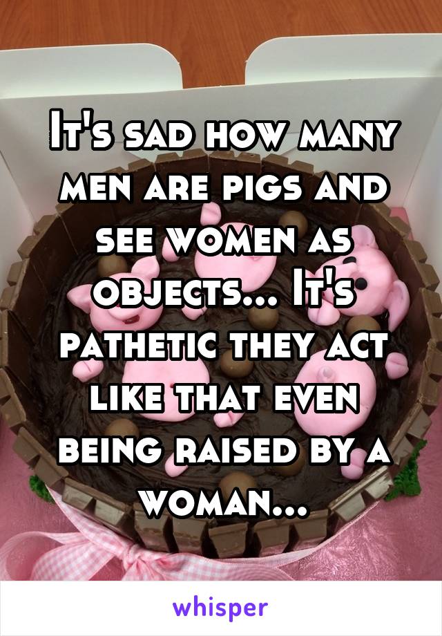 It's sad how many men are pigs and see women as objects... It's pathetic they act like that even being raised by a woman...