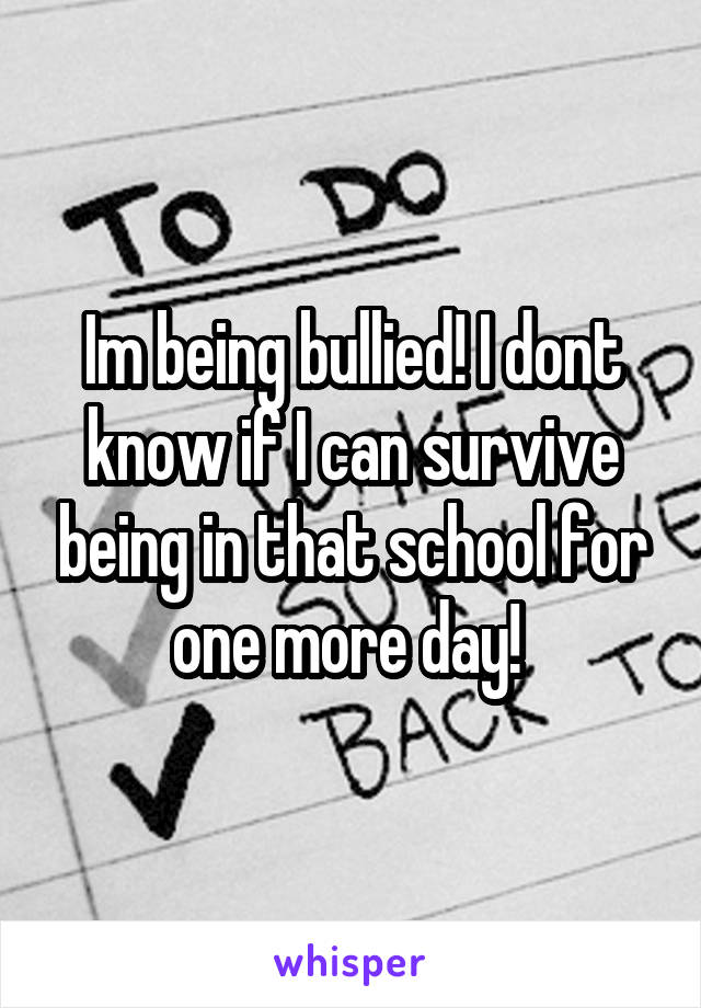 Im being bullied! I dont know if I can survive being in that school for one more day! 