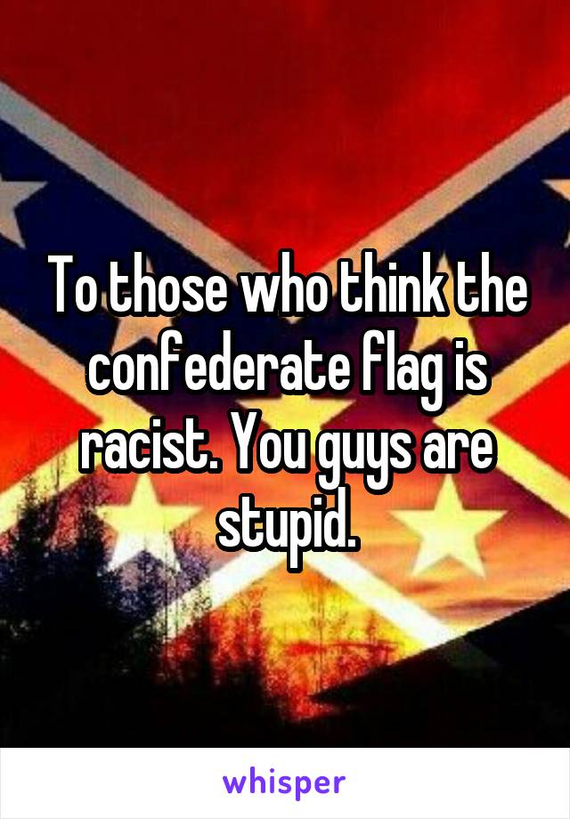 To those who think the confederate flag is racist. You guys are stupid.