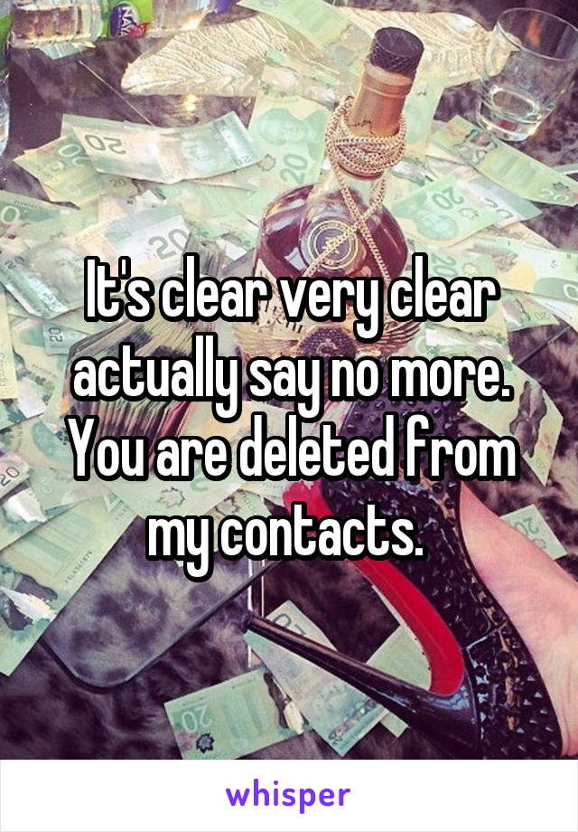 It's clear very clear actually say no more. You are deleted from my contacts. 