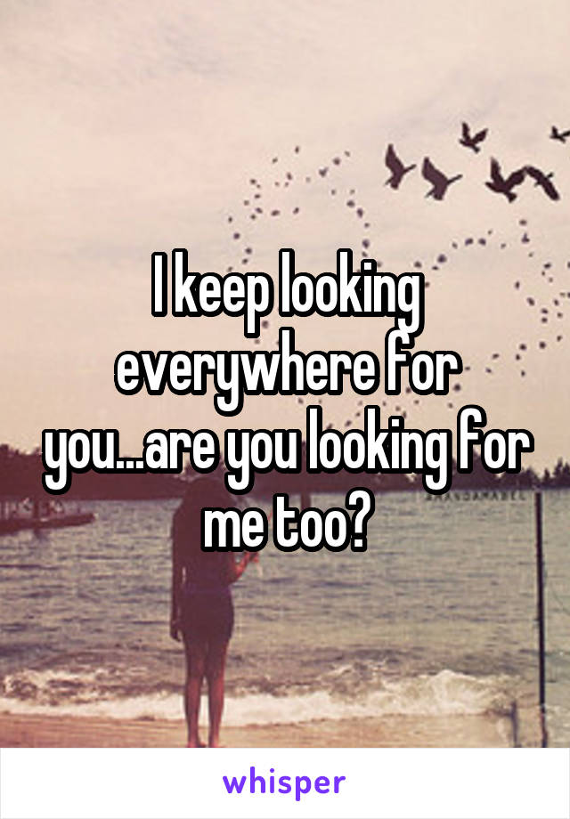 I keep looking everywhere for you...are you looking for me too?