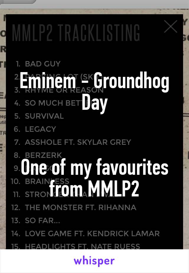 Eminem - Groundhog Day


One of my favourites from MMLP2