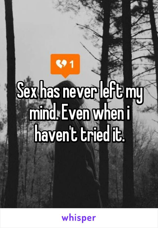 Sex has never left my mind. Even when i haven't tried it.