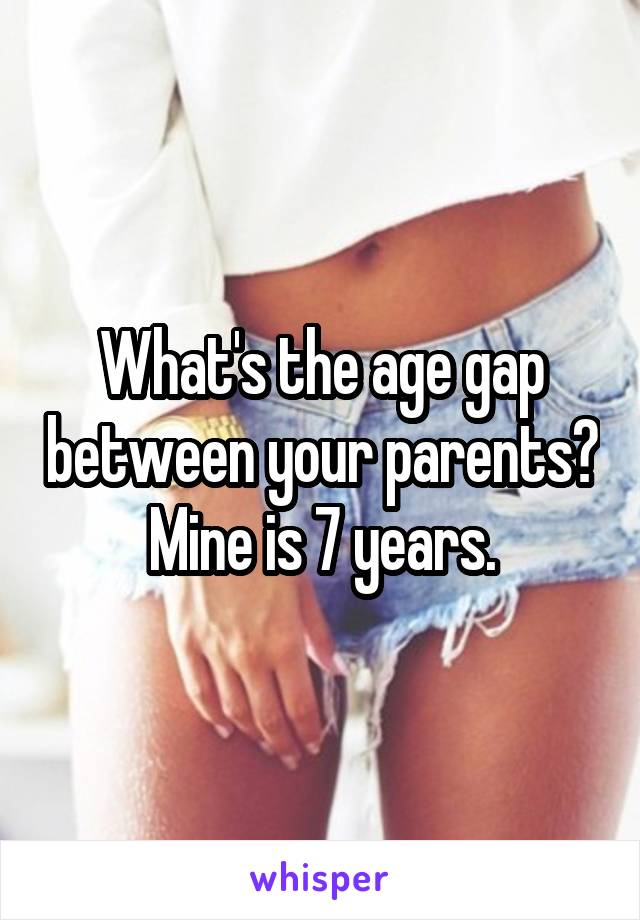 What's the age gap between your parents?
Mine is 7 years.