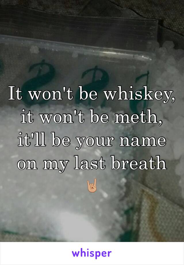 It won't be whiskey, it won't be meth, it'll be your name on my last breath 🤘🏼