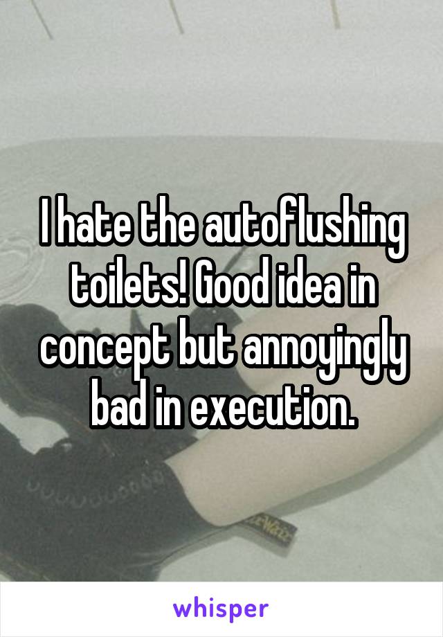 I hate the autoflushing toilets! Good idea in concept but annoyingly bad in execution.