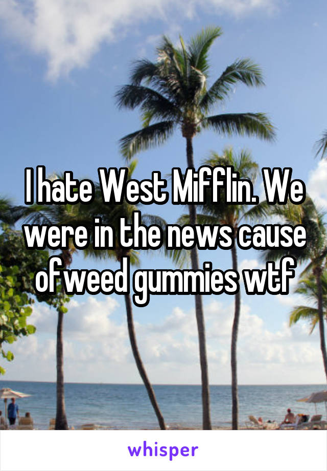 I hate West Mifflin. We were in the news cause ofweed gummies wtf