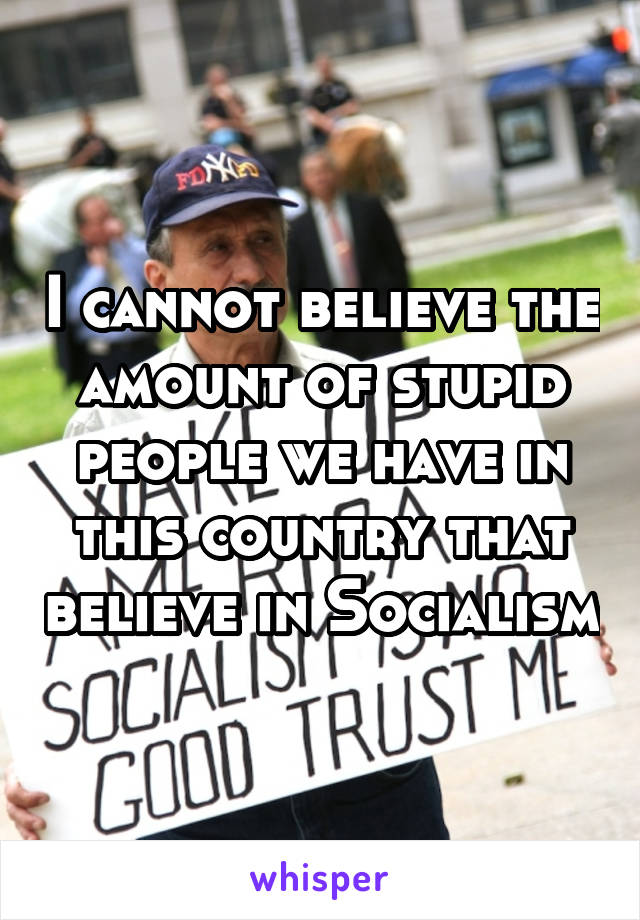 I cannot believe the amount of stupid people we have in this country that believe in Socialism