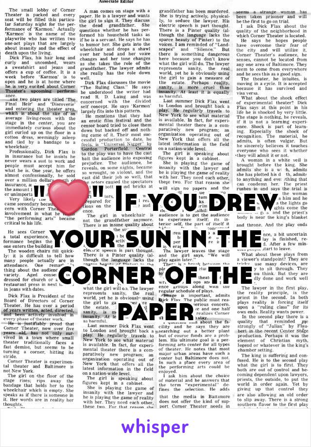 "❤" If you drew your sun in the corner of the paper