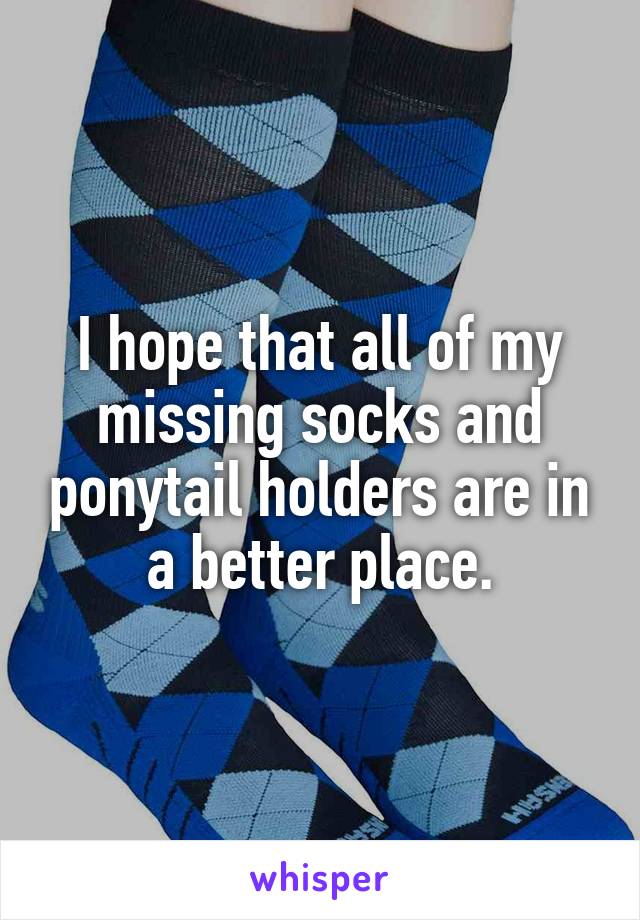 I hope that all of my missing socks and ponytail holders are in a better place.