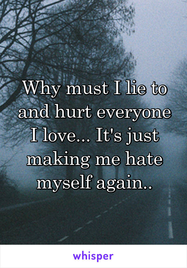 Why must I lie to and hurt everyone I love... It's just making me hate myself again..