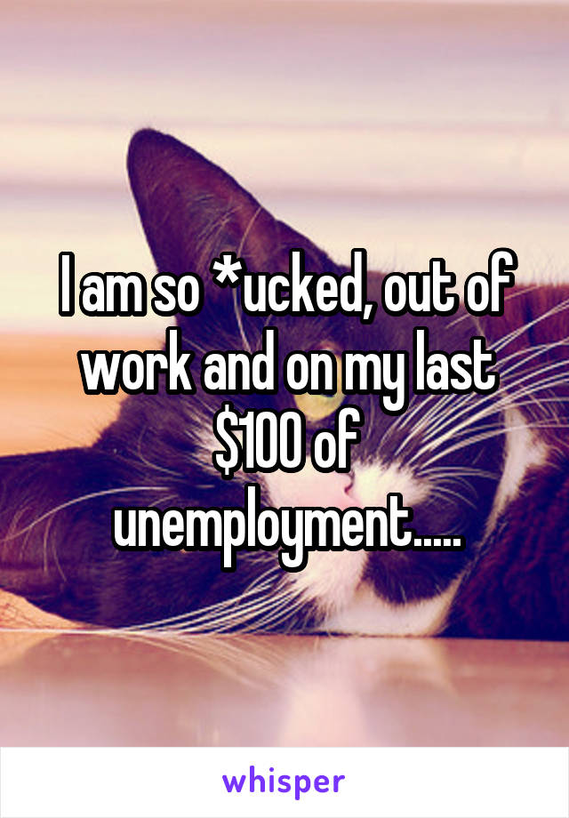 I am so *ucked, out of work and on my last $100 of unemployment.....