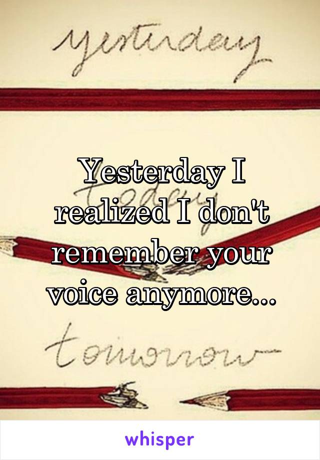 Yesterday I realized I don't remember your voice anymore...