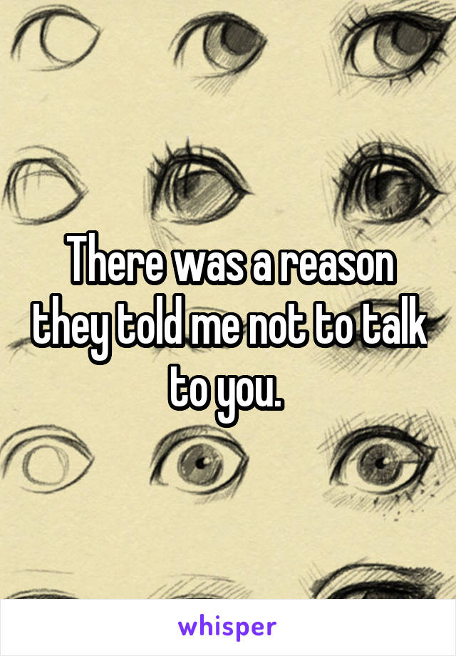 There was a reason they told me not to talk to you. 