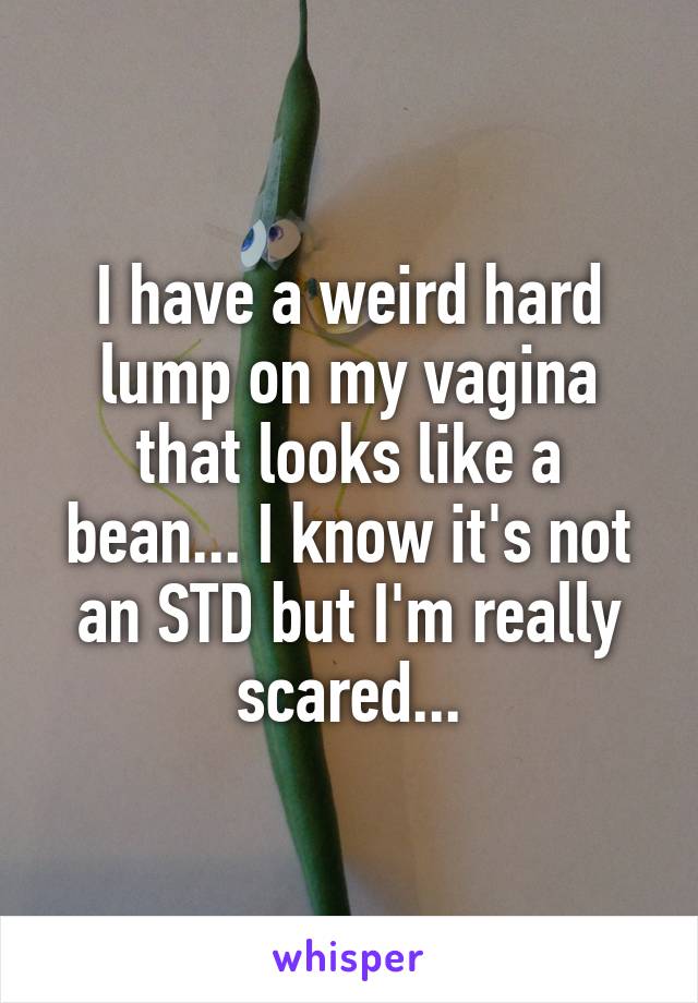 I have a weird hard lump on my vagina that looks like a bean... I know it's not an STD but I'm really scared...