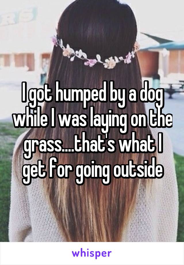 I got humped by a dog while I was laying on the grass....that's what I get for going outside