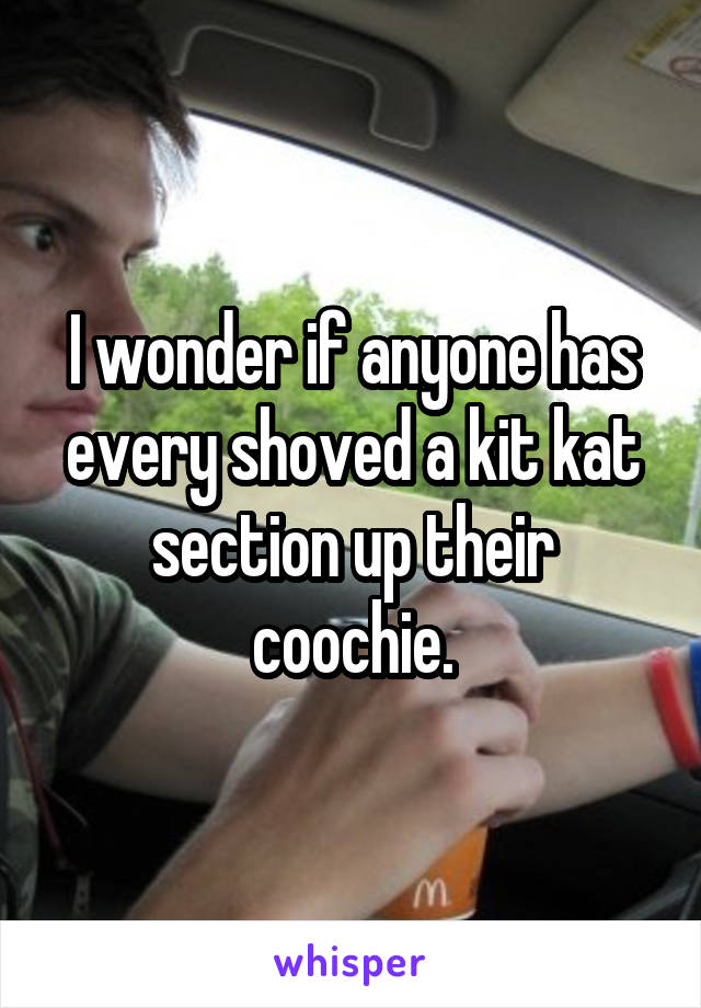 I wonder if anyone has every shoved a kit kat section up their coochie.