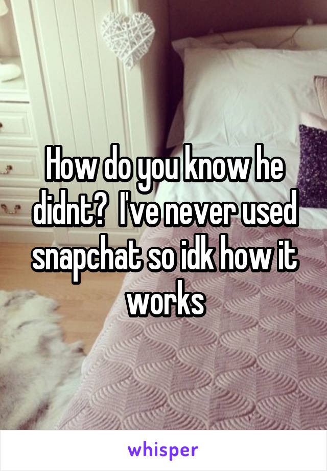 How do you know he didnt?  I've never used snapchat so idk how it works