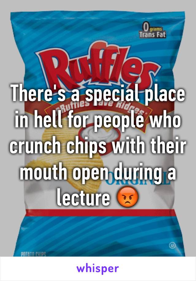 There's a special place in hell for people who crunch chips with their mouth open during a lecture 😡