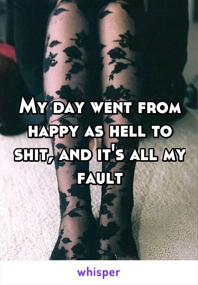 My day went from happy as hell to shit, and it's all my fault