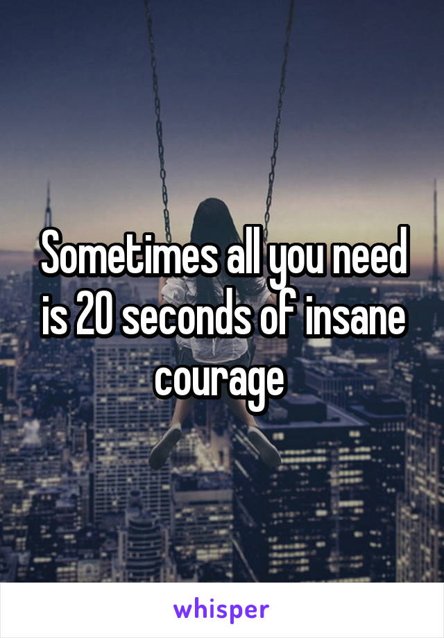 Sometimes all you need is 20 seconds of insane courage 