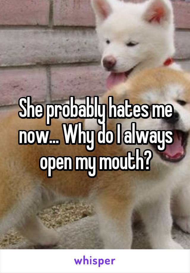 She probably hates me now... Why do I always open my mouth?