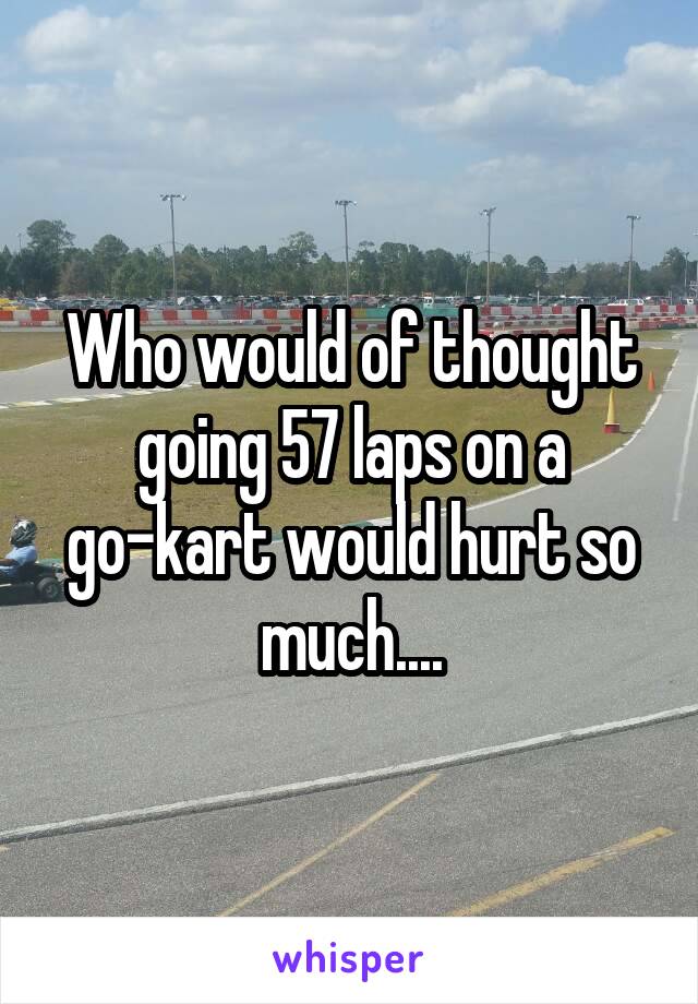 Who would of thought going 57 laps on a go-kart would hurt so much....