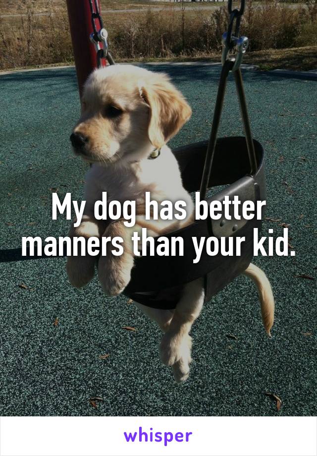 My dog has better manners than your kid.