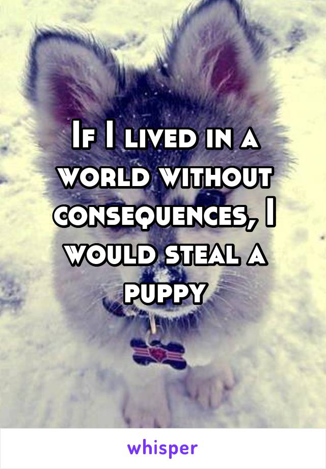 If I lived in a world without consequences, I would steal a puppy
