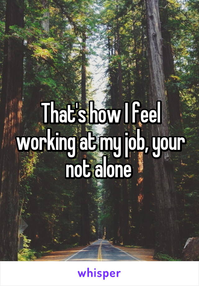 That's how I feel working at my job, your not alone 