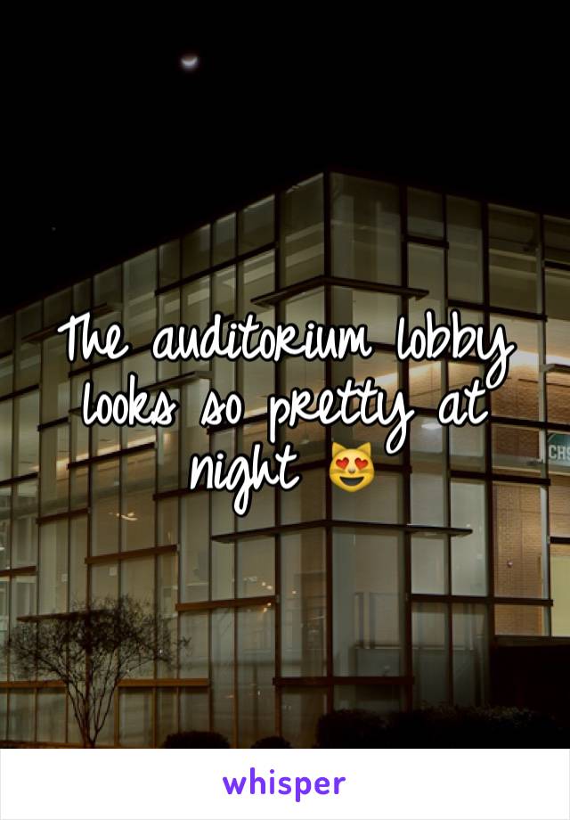 The auditorium lobby looks so pretty at night 😻