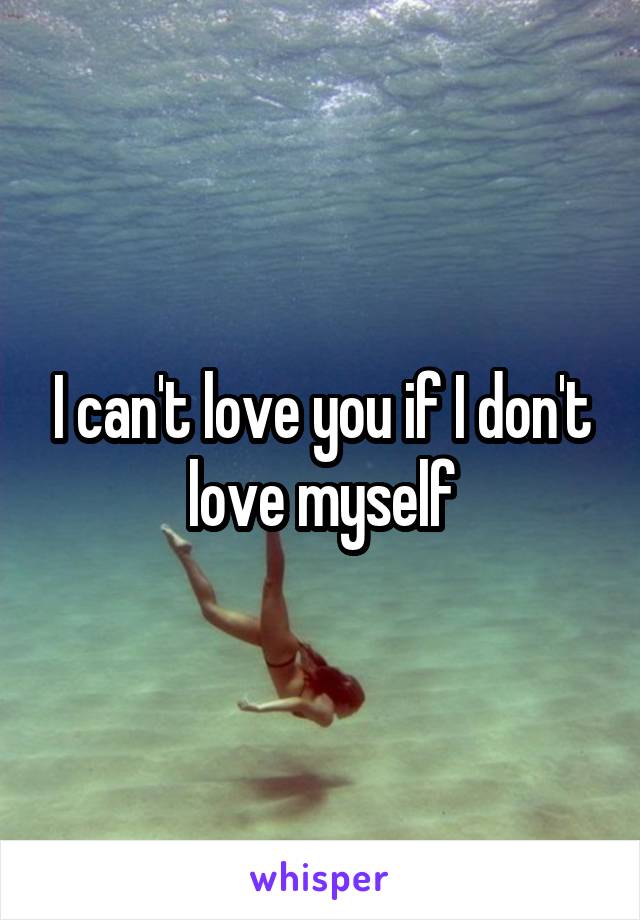 I can't love you if I don't love myself