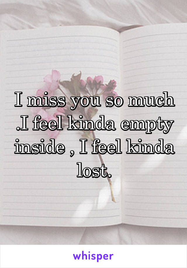 I miss you so much .I feel kinda empty inside , I feel kinda lost.