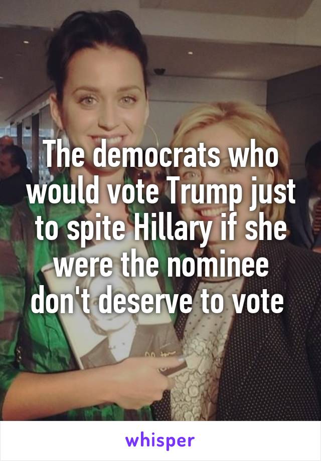 The democrats who would vote Trump just to spite Hillary if she were the nominee don't deserve to vote 