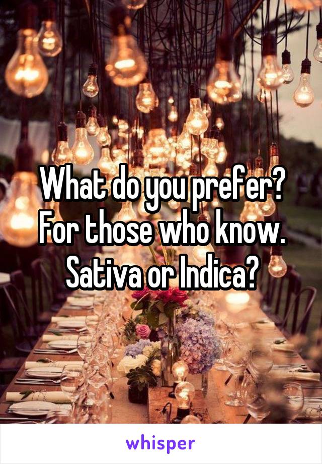 What do you prefer? For those who know. Sativa or Indica?