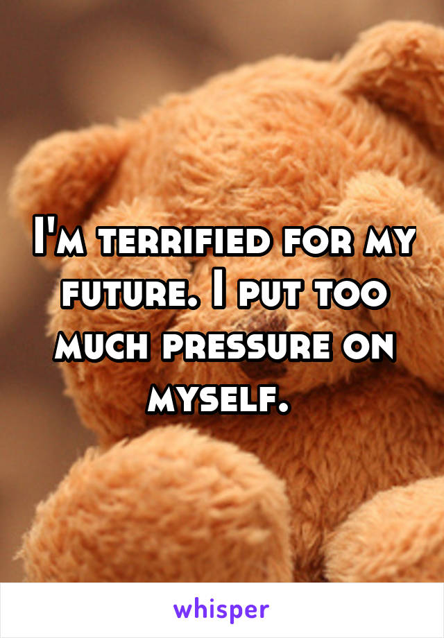 I'm terrified for my future. I put too much pressure on myself. 