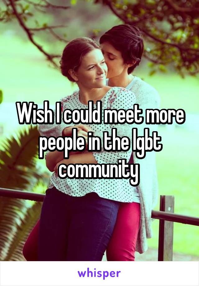 Wish I could meet more people in the lgbt community 